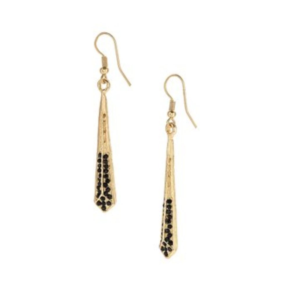 Goldtone & Black Bar Drop Earrings